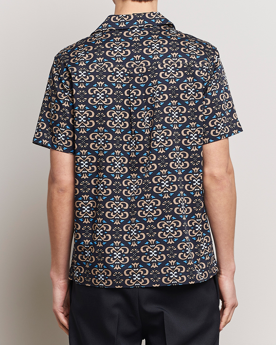 Heren | Overhemden | LES DEUX | Hendrix Printed Short Sleeve Shirt Dark Navy