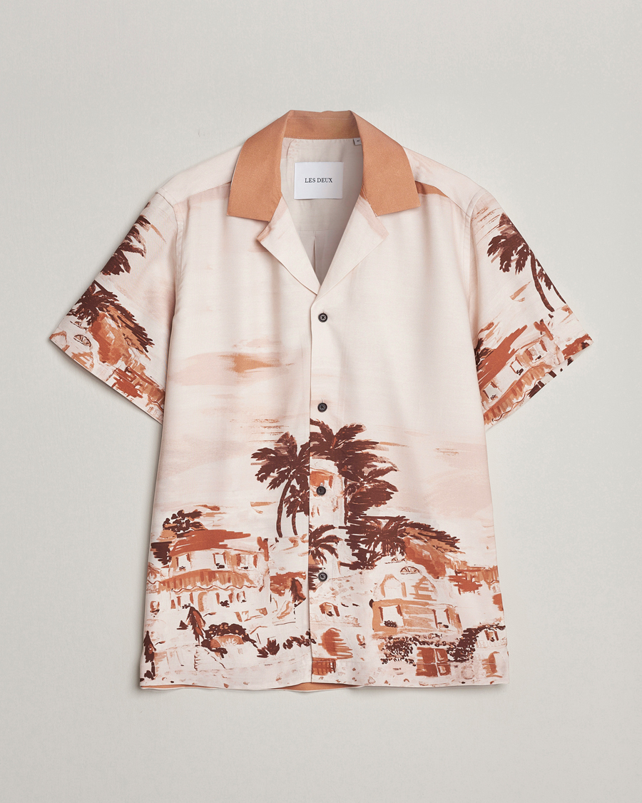 Heren | Overhemden | LES DEUX | Coastal Printed Short Sleeve Shirt Terracotta