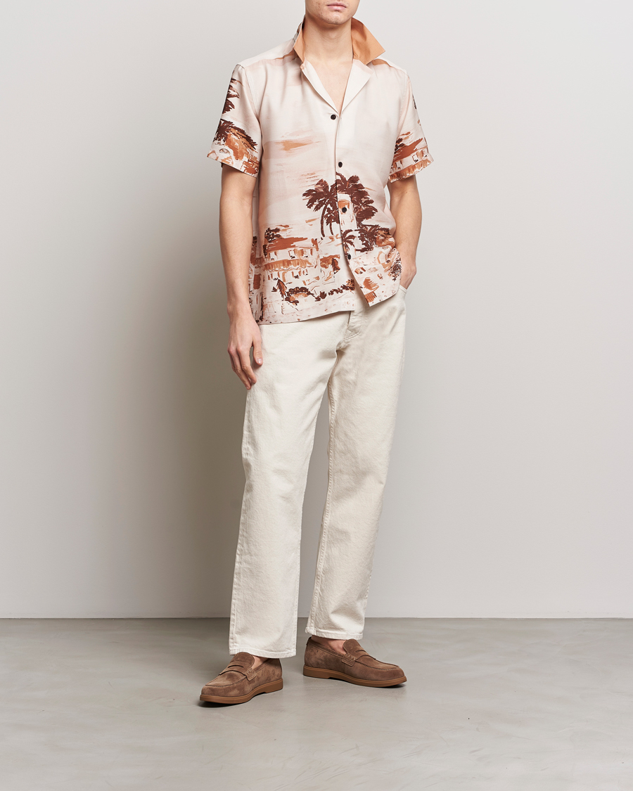 Heren | Overhemden | LES DEUX | Coastal Printed Short Sleeve Shirt Terracotta