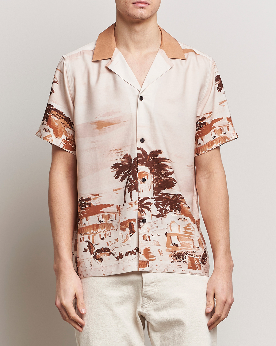 Heren | Overhemden | LES DEUX | Coastal Printed Short Sleeve Shirt Terracotta