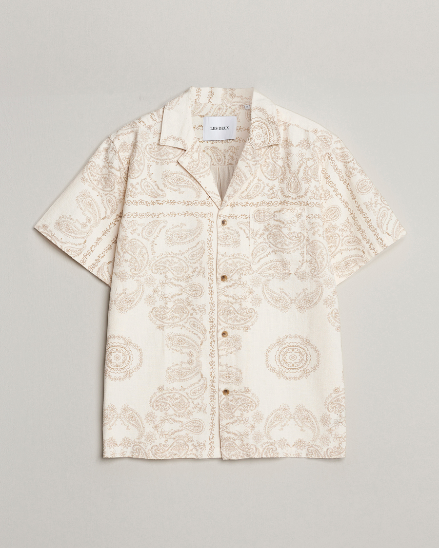 Heren | Overhemden | LES DEUX | Lesley Paisley Short Sleeve Shirt Light Ivory