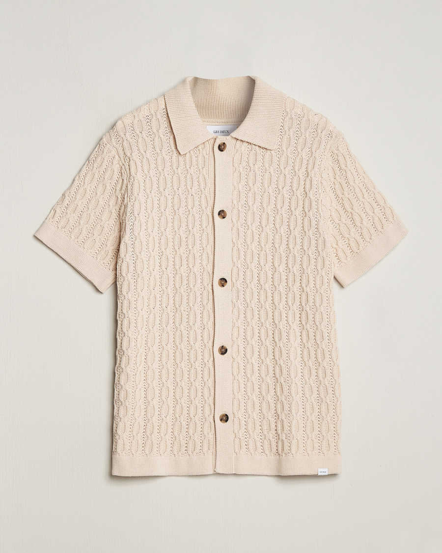 Heren | Overhemden | LES DEUX | Garret Knitted Short Sleeve Shirt Ivory