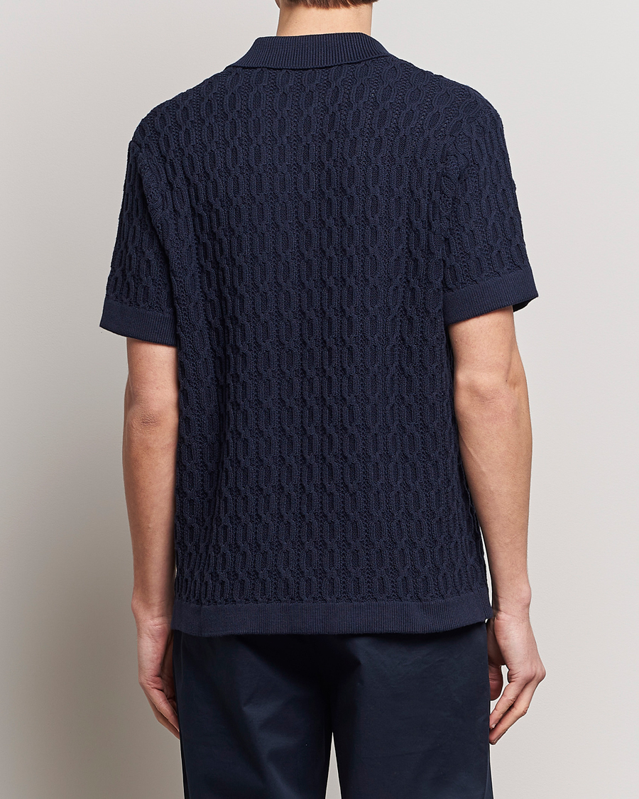 Heren | Overhemden | LES DEUX | Garret Knitted Short Sleeve Shirt Dark Navy