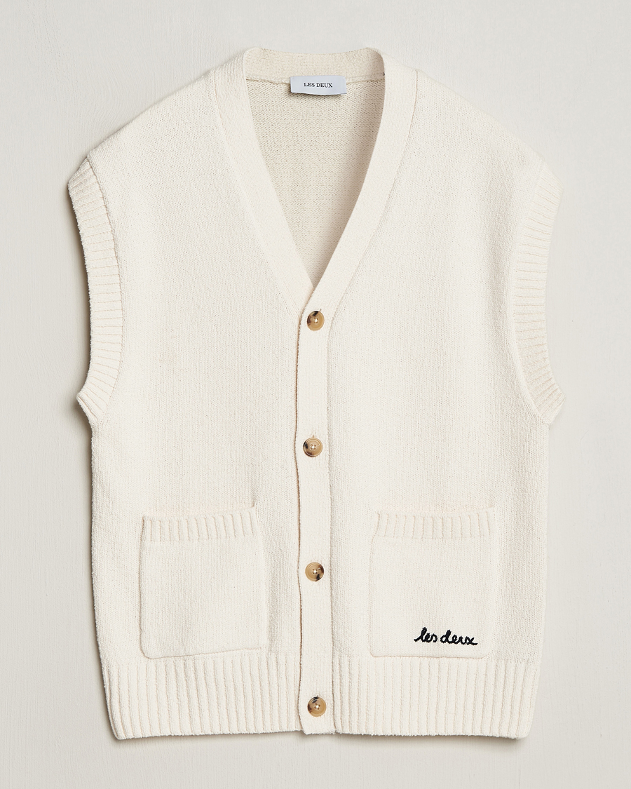 Heren | Truien | LES DEUX | Brad Cardigan Vest Ivory