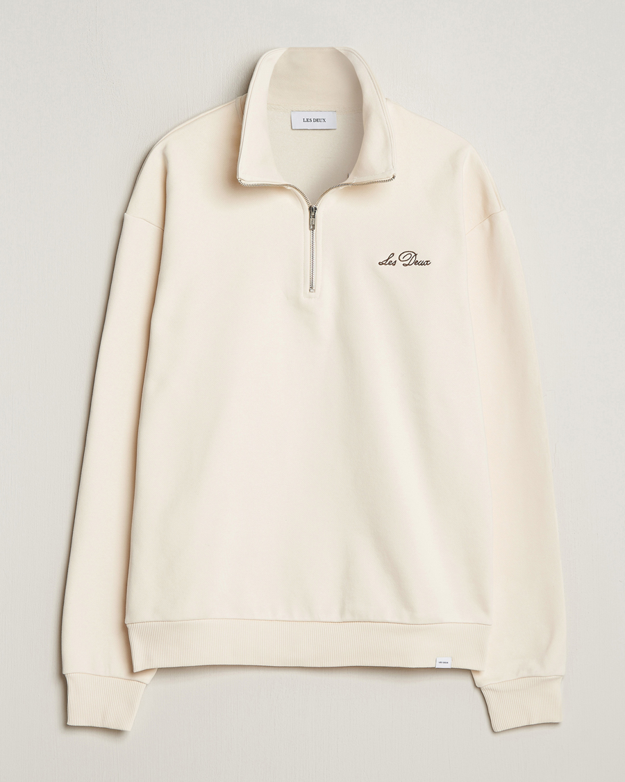 Heren | Truien | LES DEUX | Crew Half Zip Sweatshirt Light Ivory