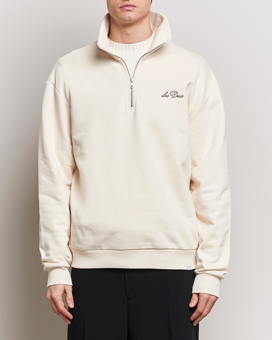 Heren | Truien | LES DEUX | Crew Half Zip Sweatshirt Light Ivory