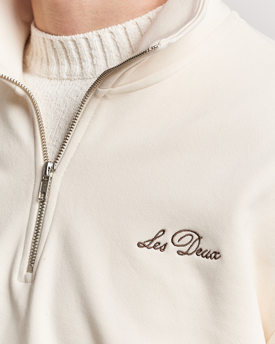 Heren | Truien | LES DEUX | Crew Half Zip Sweatshirt Light Ivory
