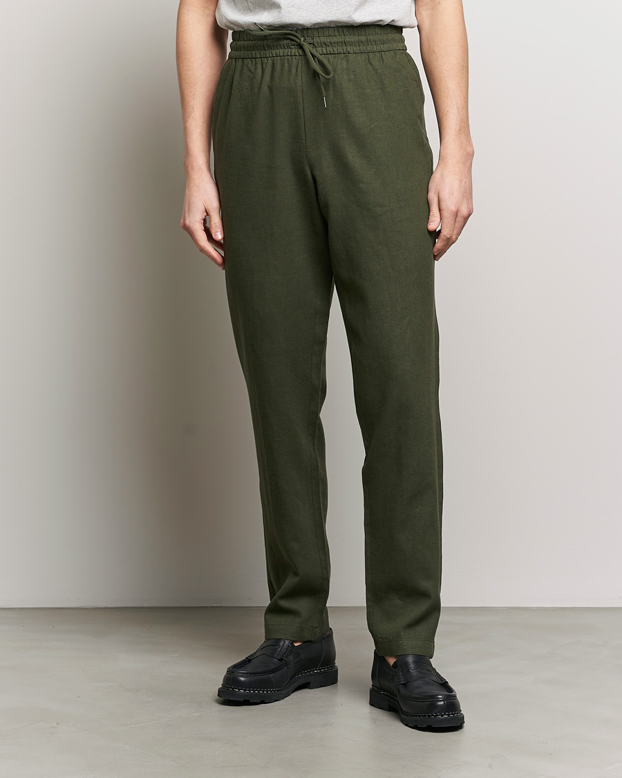 Heren | LES DEUX | LES DEUX | Patrick Linen Pants Forrest Green