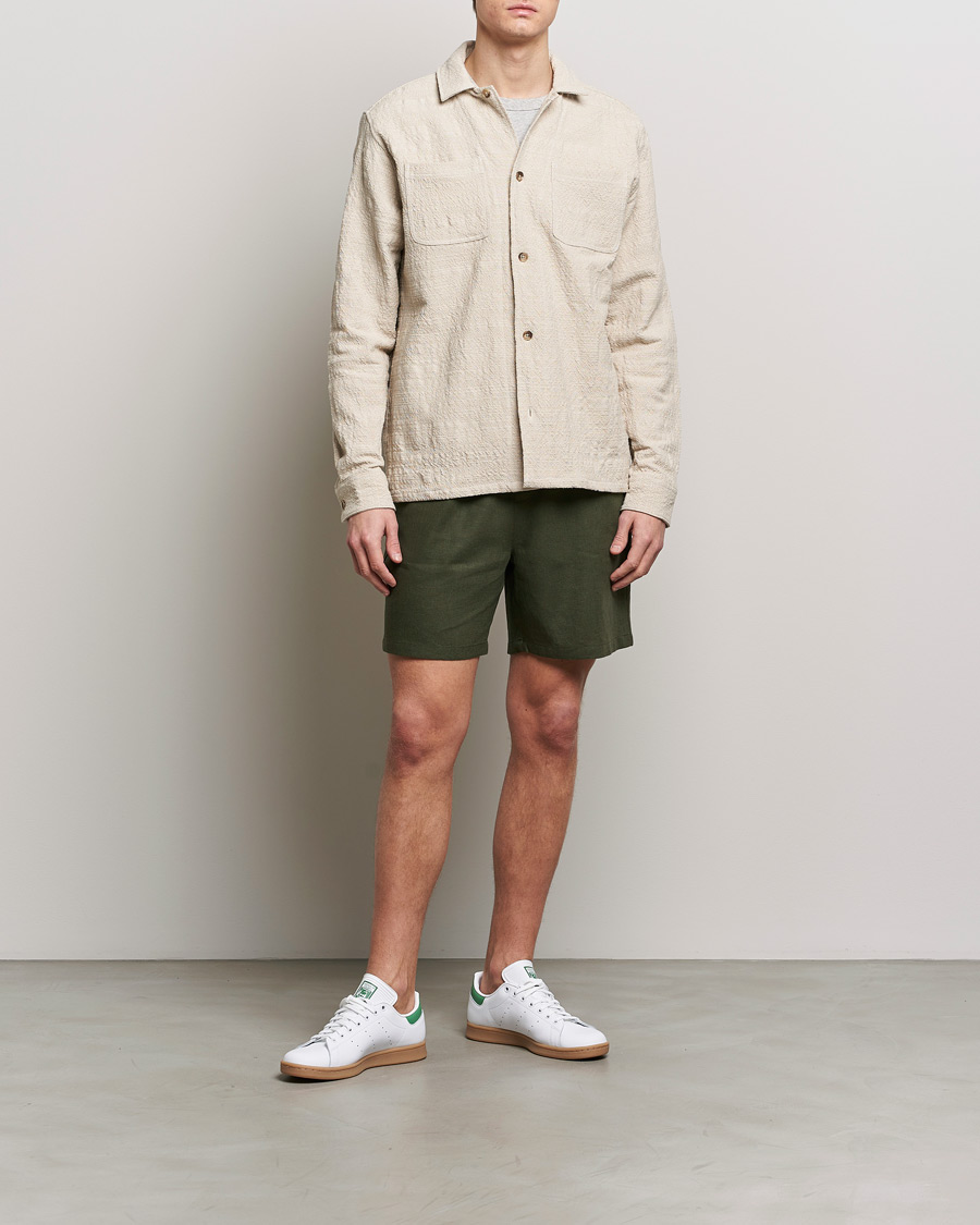Heren | Korte broek | LES DEUX | Otto Linen Shorts Forrest Green