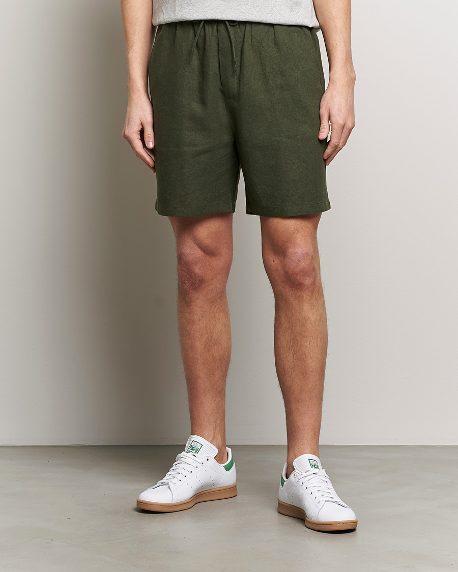 Heren | LES DEUX | LES DEUX | Otto Linen Shorts Forrest Green