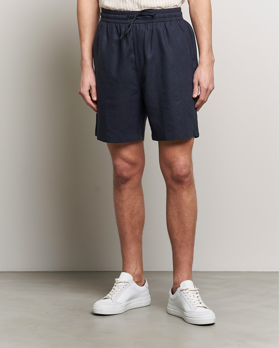 Heren | LES DEUX | LES DEUX | Otto Linen Shorts Dark Navy