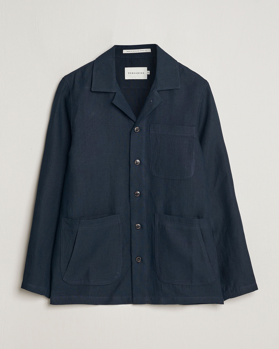 Heren | Overhemden | Peregrine | Grange Linen Shacket Navy