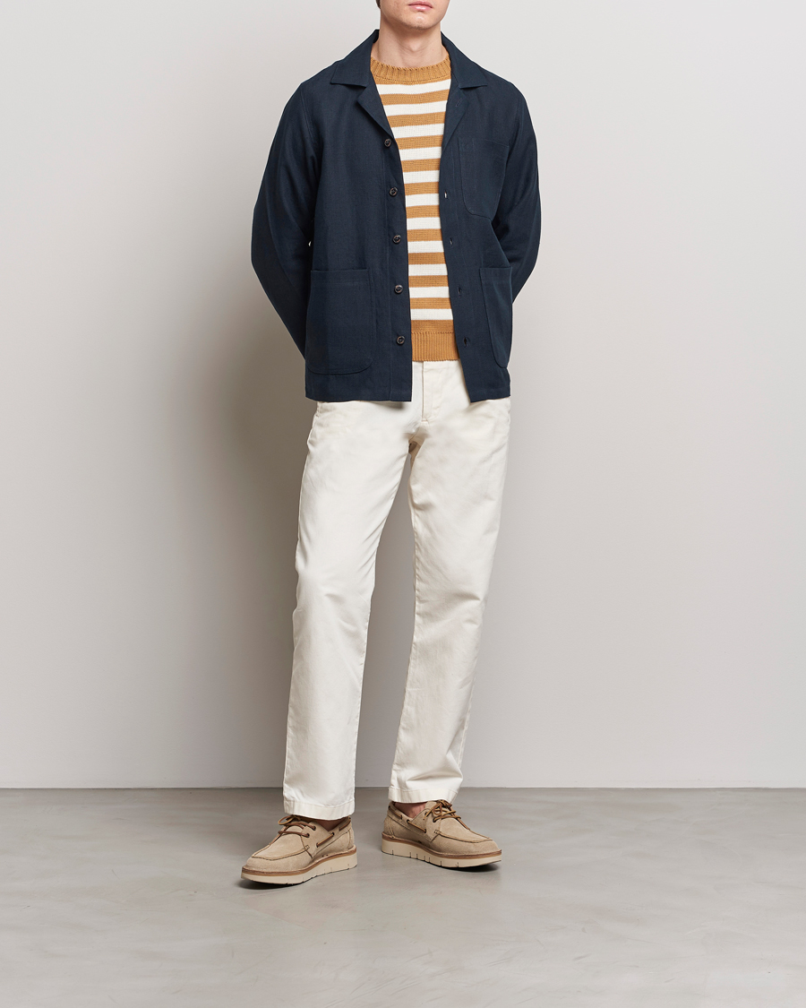 Heren | Overhemden | Peregrine | Grange Linen Shacket Navy