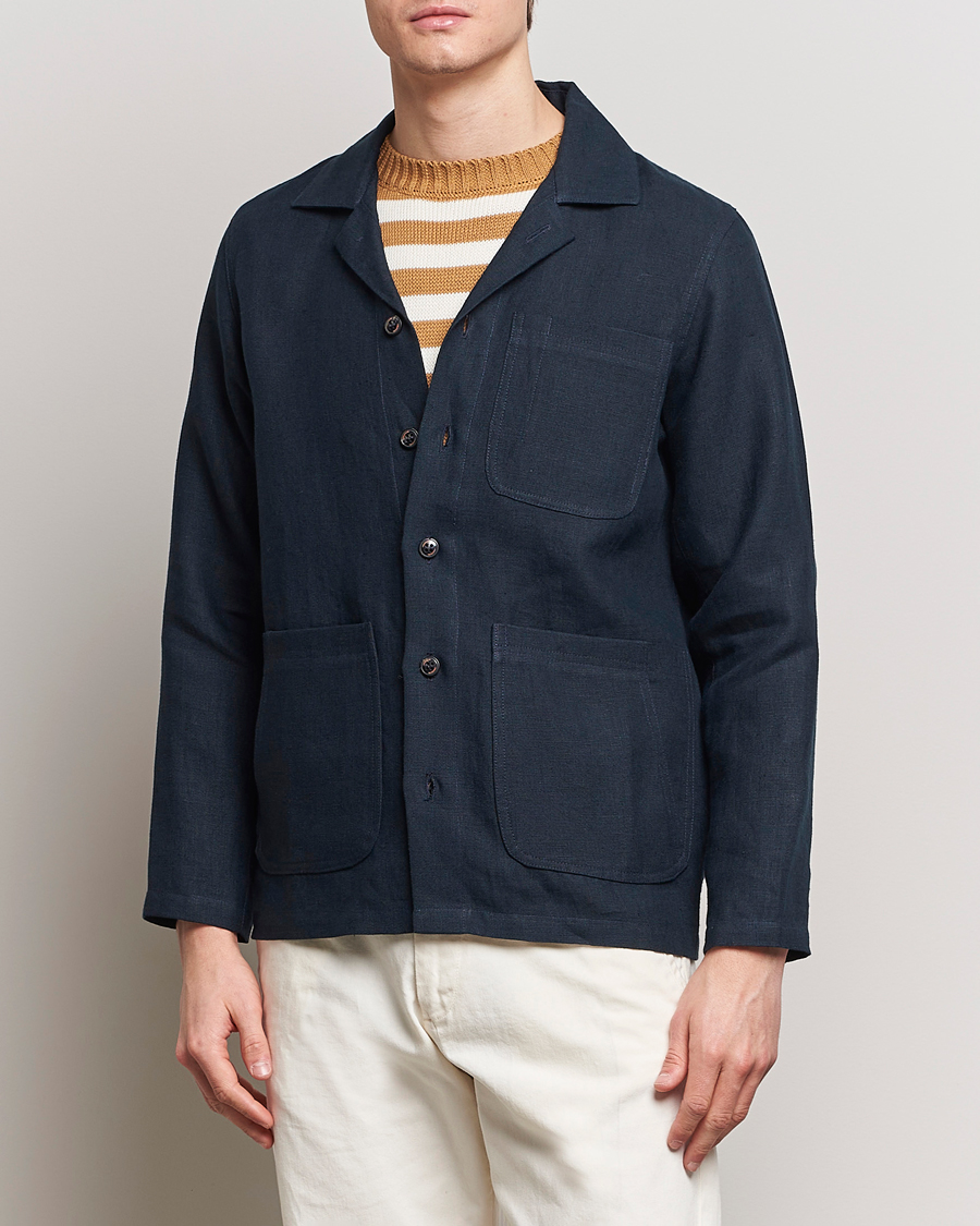 Heren | Shirt jassen | Peregrine | Grange Linen Shacket Navy