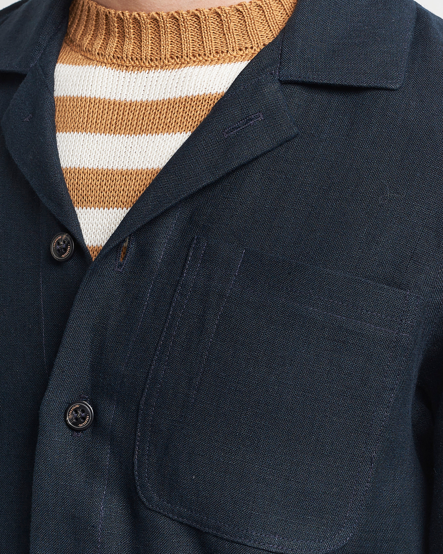 Heren | Overhemden | Peregrine | Grange Linen Shacket Navy