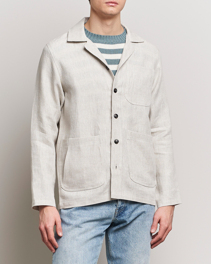 Heren | Overshirts | Peregrine | Grange Linen Shacket Natural