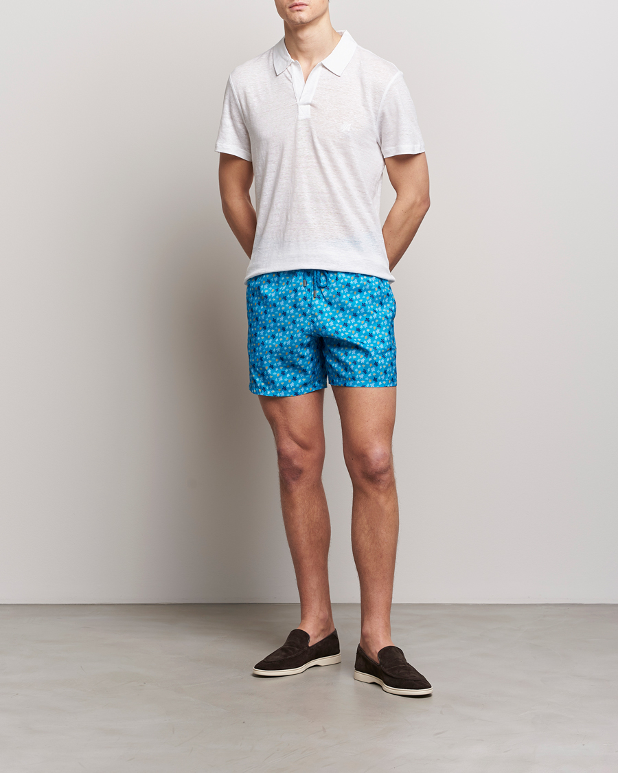 Heren | Zwembroek | Vilebrequin | Mahina Printed Swimshorts Bleu Hawaii