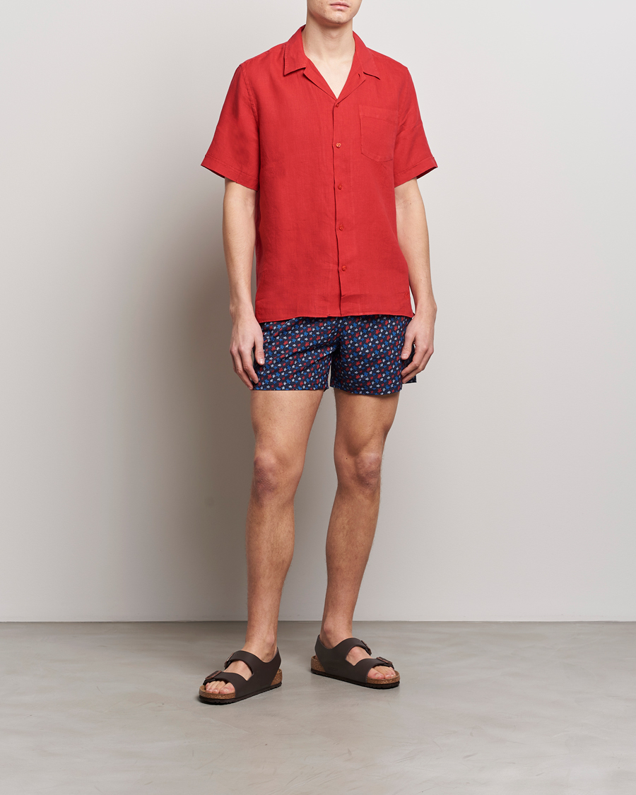 Heren | Overhemden | Vilebrequin | Carhli Resort Short Sleeve Shirt Mouline Rouge