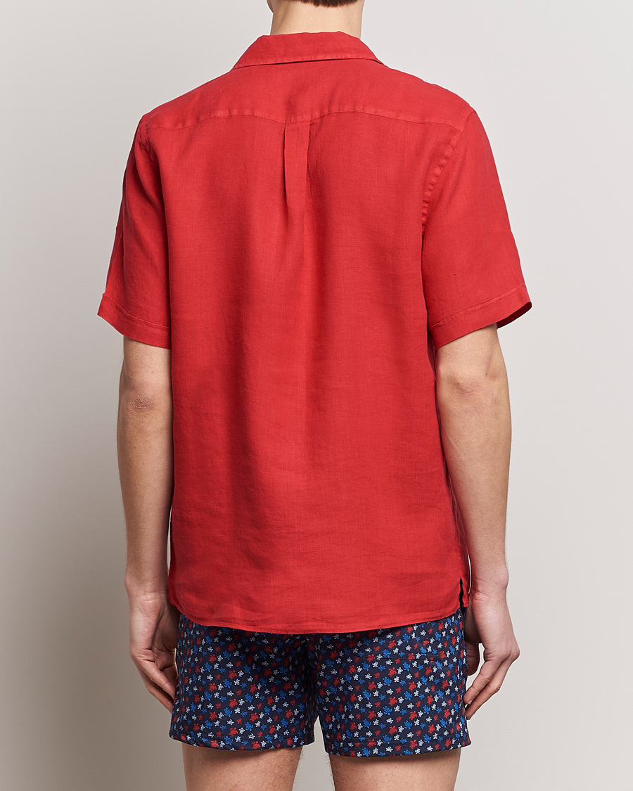 Heren | Overhemden | Vilebrequin | Carhli Resort Short Sleeve Shirt Mouline Rouge