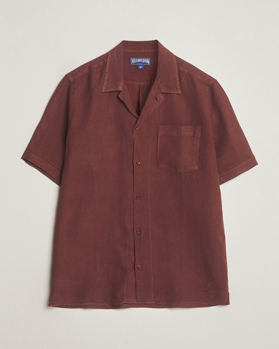 Heren | Overhemden | Vilebrequin | Carhli Resort Short Sleeve Shirt Acajou