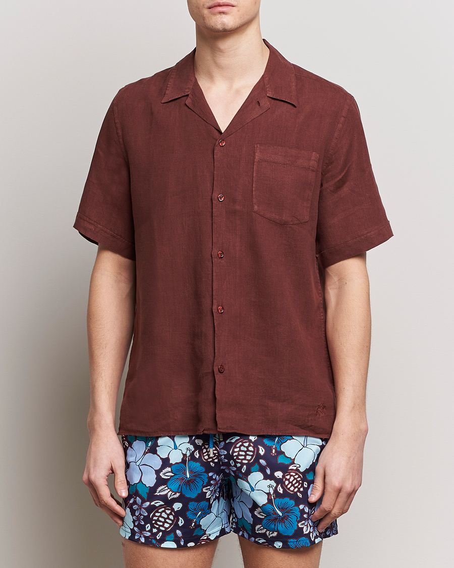 Heren | Overhemden | Vilebrequin | Carhli Resort Short Sleeve Shirt Acajou