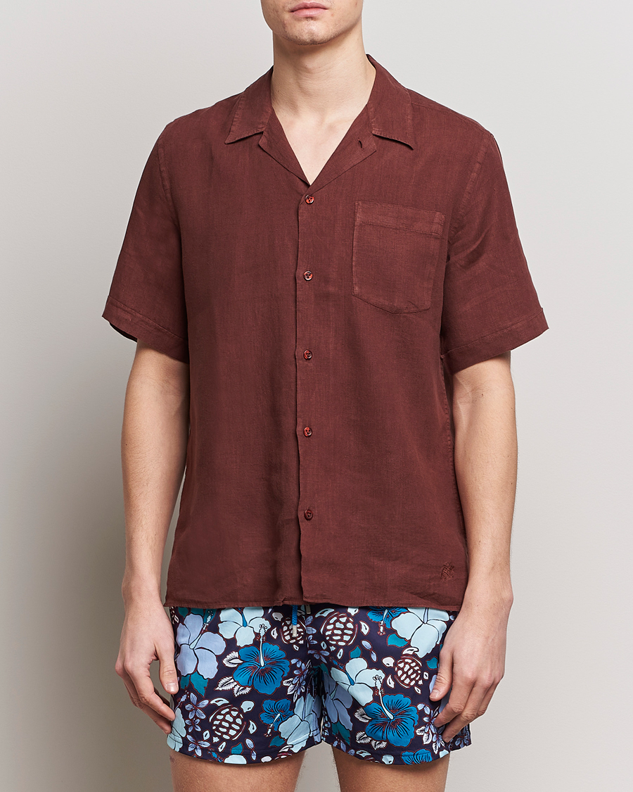 Heren | Overhemden met korte mouwen | Vilebrequin | Carhli Resort Short Sleeve Shirt Acajou