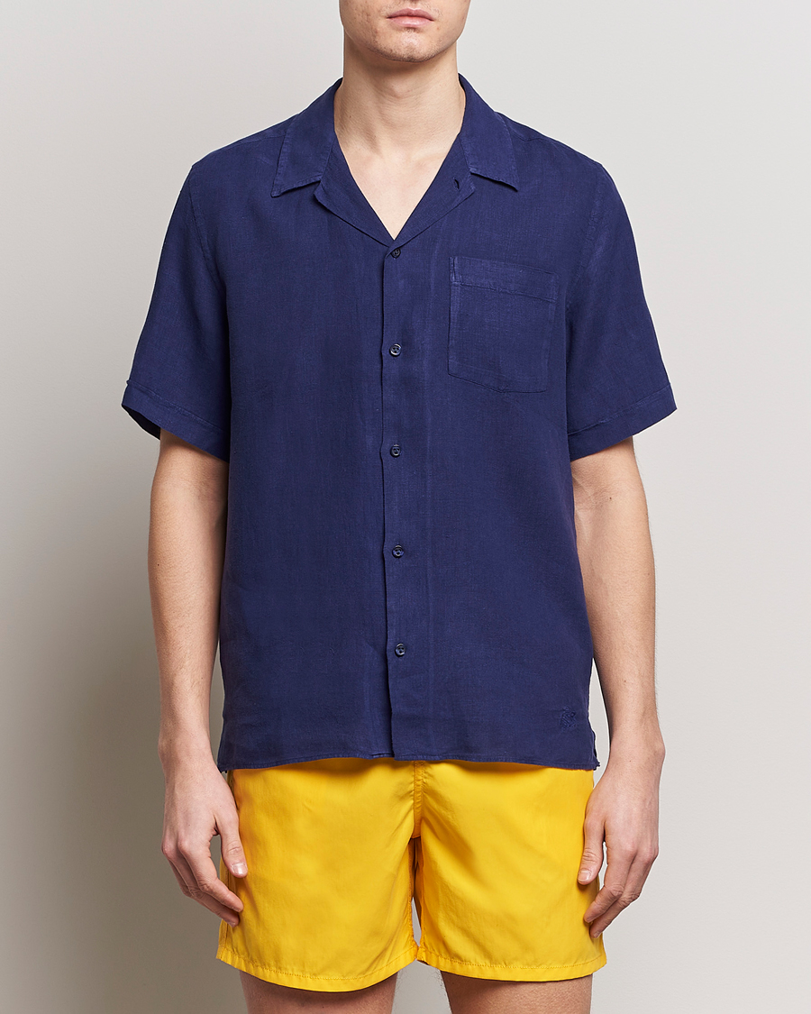 Heren | Overhemden | Vilebrequin | Carhli Resort Short Sleeve Shirt Minuit