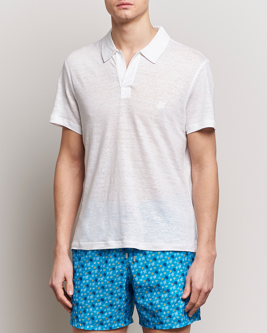 Heren | Poloshirts met korte mouwen | Vilebrequin | Pyramid Linen Jersey Polo Blanc