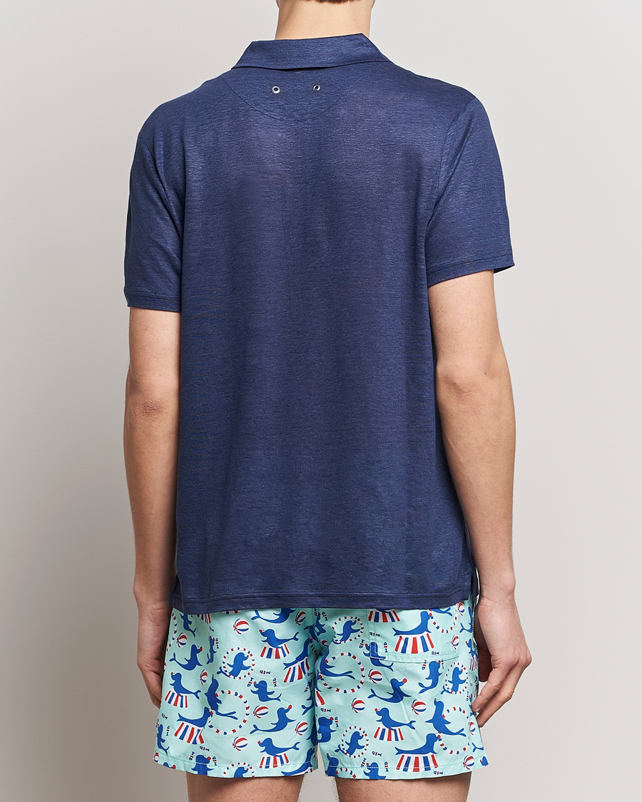 Heren | Polo's | Vilebrequin | Pyramid Linen Jersey Polo Bleu Marine