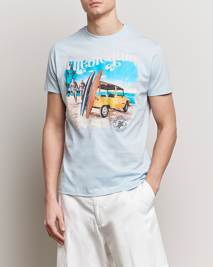 Heren | Vilebrequin | Vilebrequin | Portisol Printed Crew Neck T-Shirt Bleu Ciel