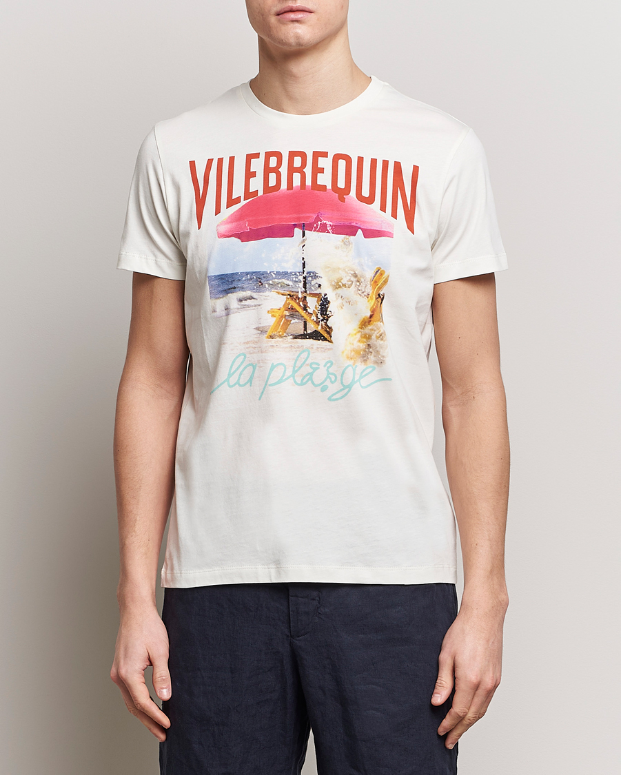 Heren | T-shirts met korte mouwen | Vilebrequin | Portisol Printed Crew Neck T-Shirt Off White