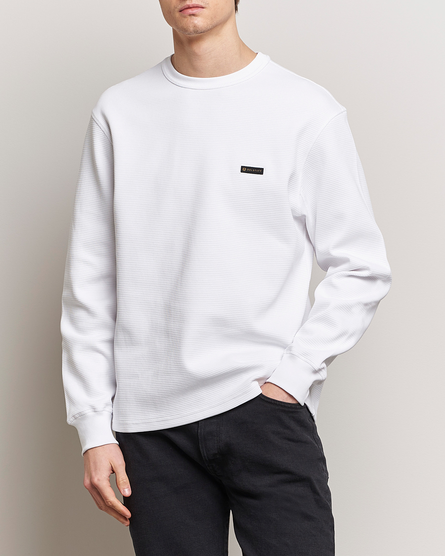 Heren | Sweatshirts | Belstaff | Tarn Long Sleeve Waffle Sweatshirt White