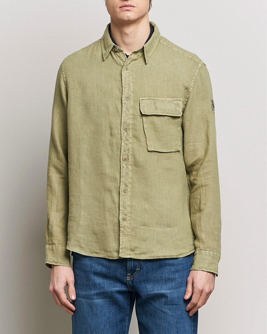 Heren | De linnenkast | Belstaff | Scale Linen Pocket Shirt Aloe