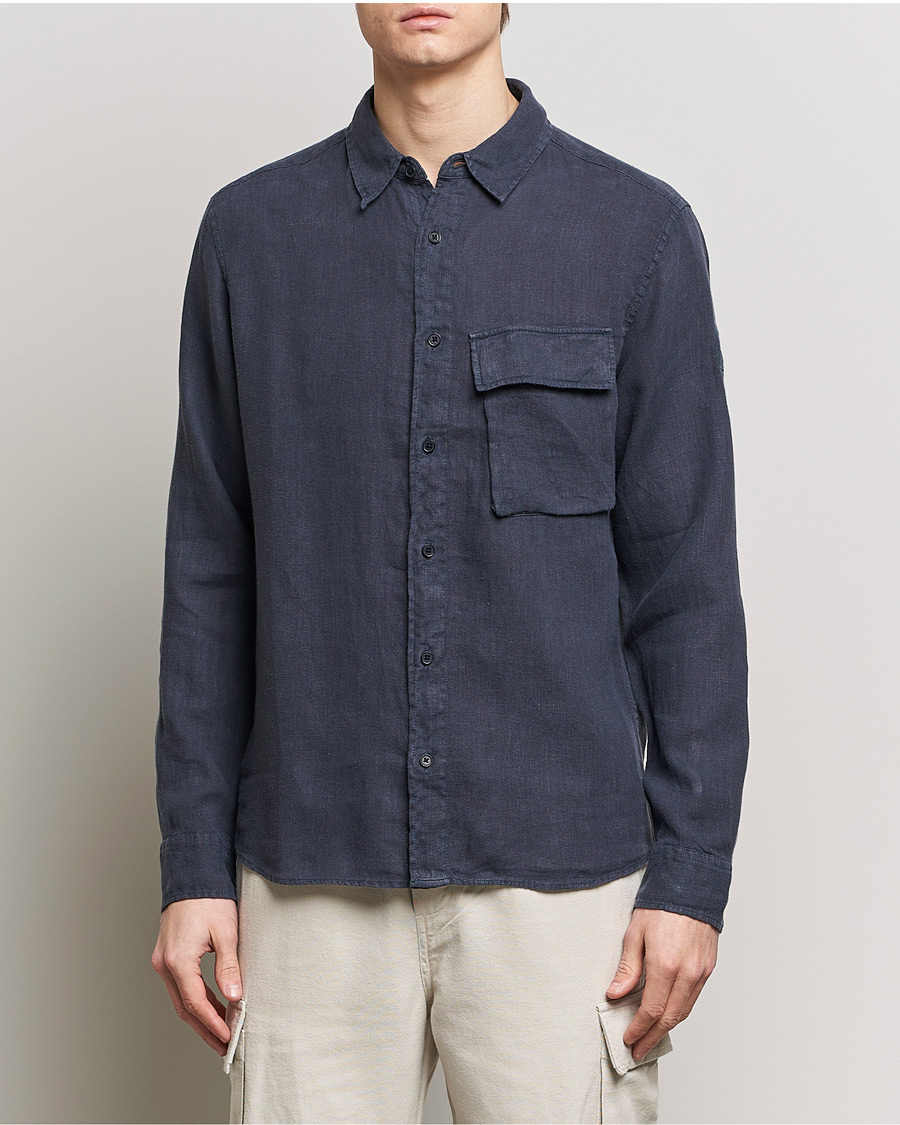 Heren | Belstaff | Belstaff | Scale Linen Pocket Shirt Dark Ink