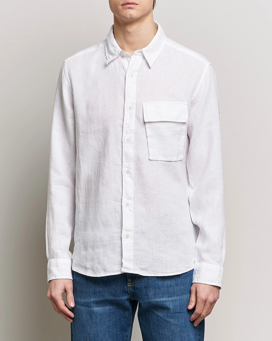 Heren | Linnen overhemden | Belstaff | Scale Linen Pocket Shirt White