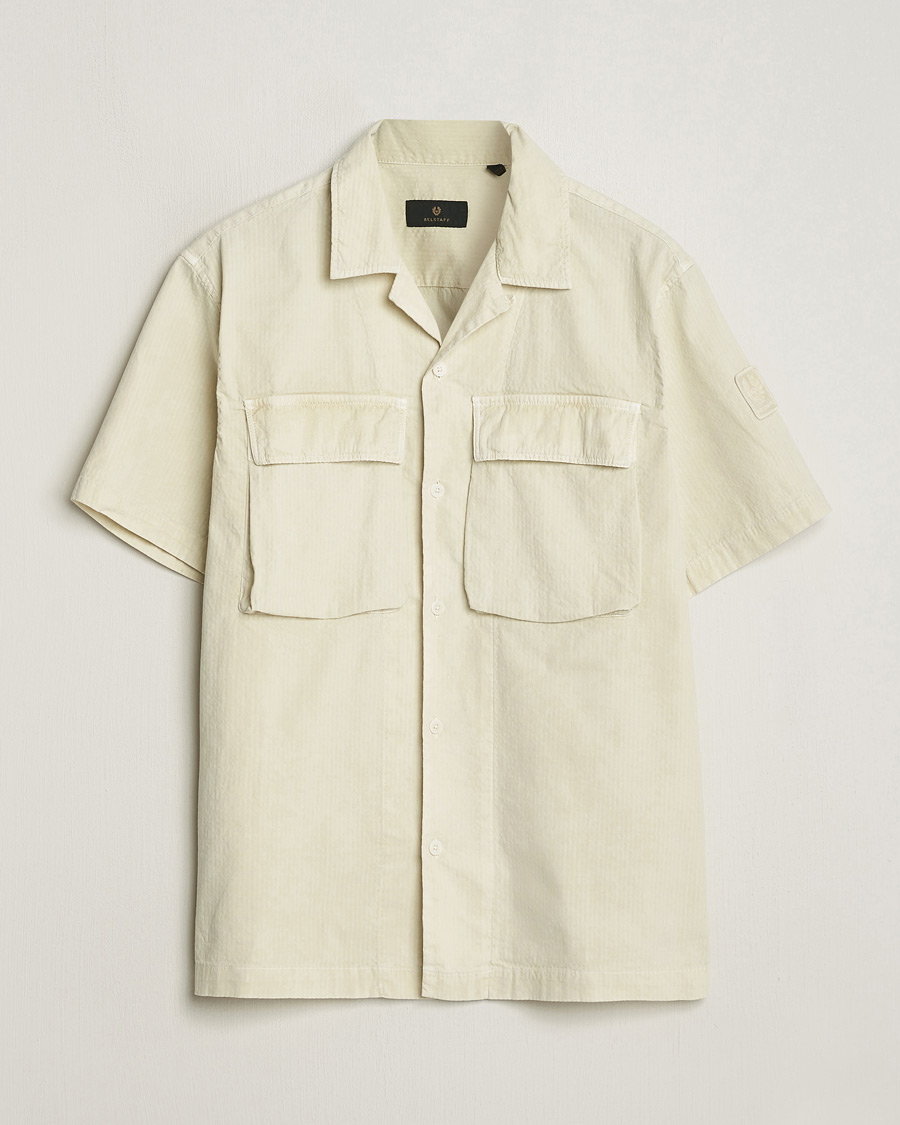Heren | Overhemden | Belstaff | Caster Short Sleeve Seersucker Shirt Beige