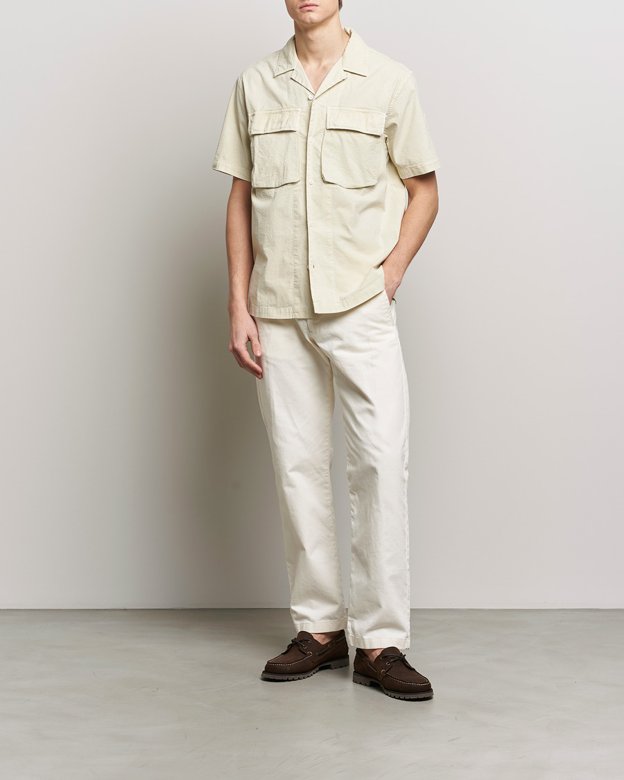 Heren | Overhemden | Belstaff | Caster Short Sleeve Seersucker Shirt Beige