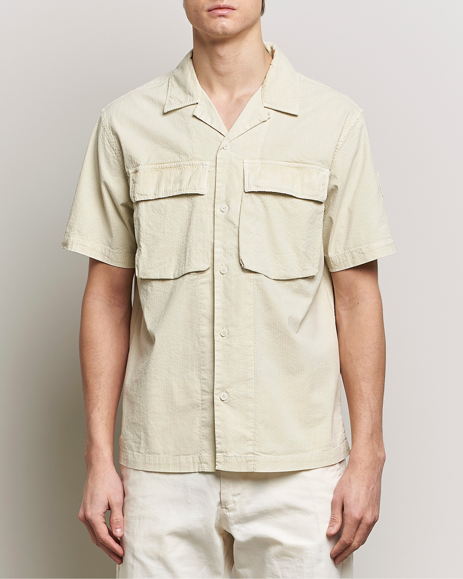 Heren | Casual | Belstaff | Caster Short Sleeve Seersucker Shirt Beige