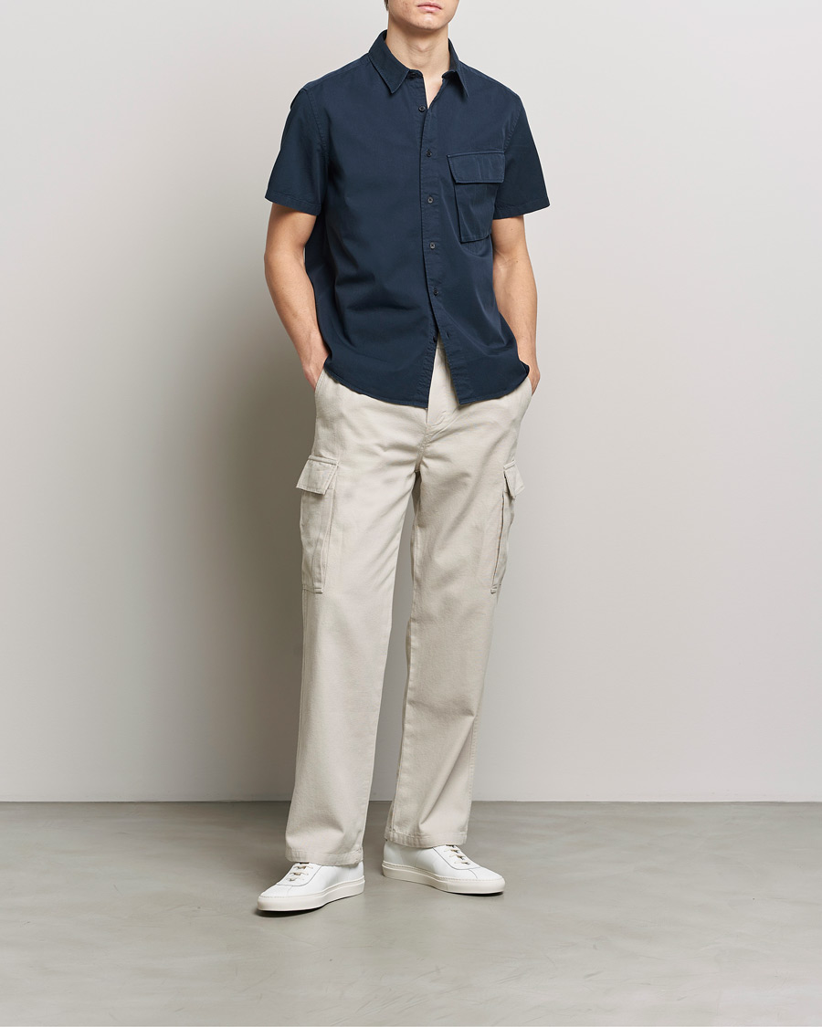 Heren | Overhemden | Belstaff | Scale Short Sleeve Cotton Shirt Dark Ink