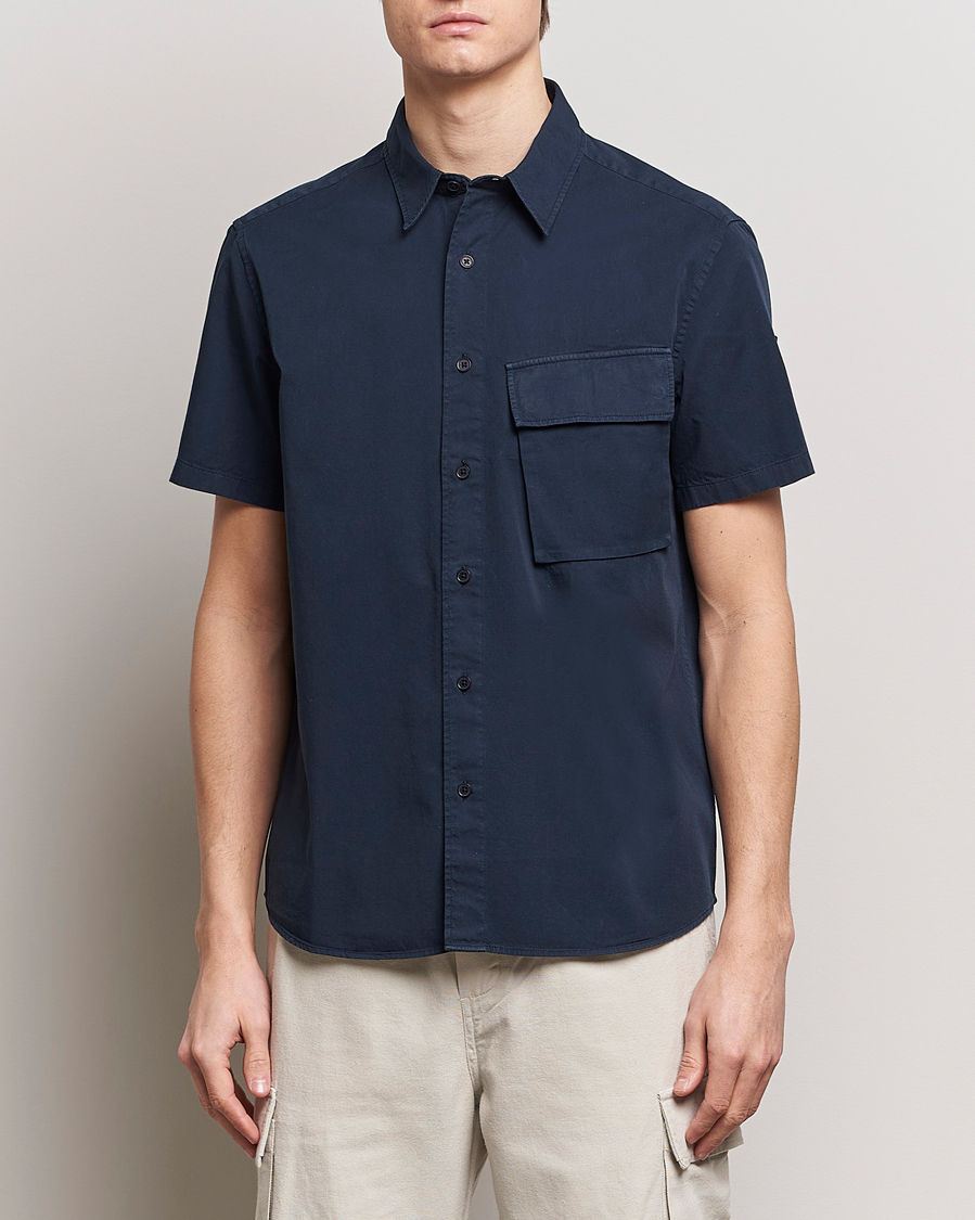 Heren | Overhemden met korte mouwen | Belstaff | Scale Short Sleeve Cotton Shirt Dark Ink