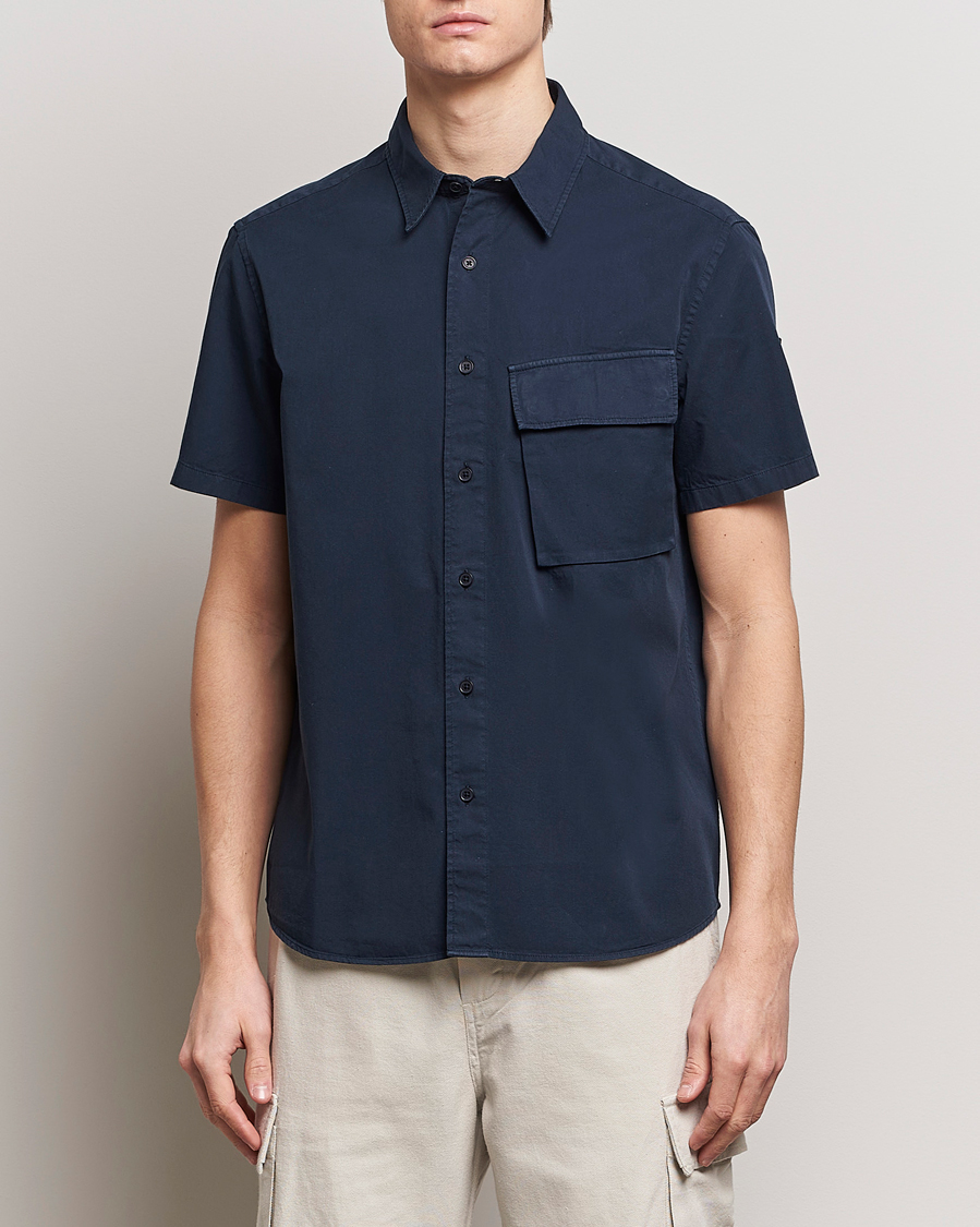 Heren | Belstaff | Belstaff | Scale Short Sleeve Cotton Shirt Dark Ink