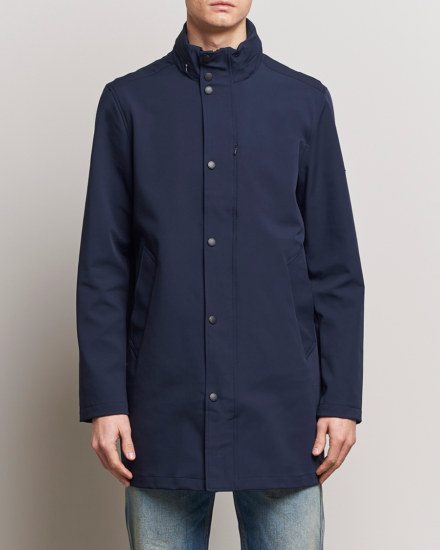 Heren | Lentejassen | J.Lindeberg | Tepley Midlength Water Resistant Stretch Coat Navy