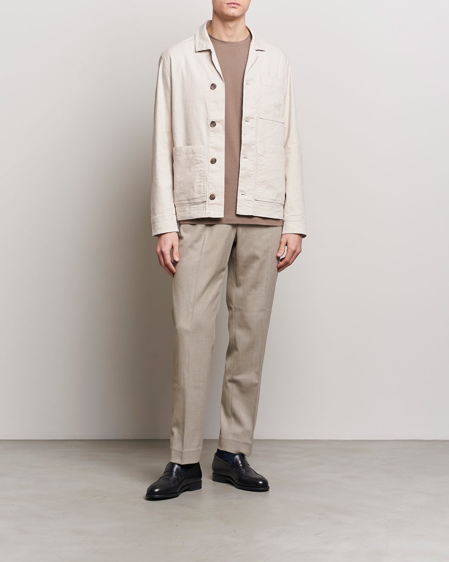 Heren | Overhemden | J.Lindeberg | Errol Linen/Cotton Workwear Overshirt Moonbeam