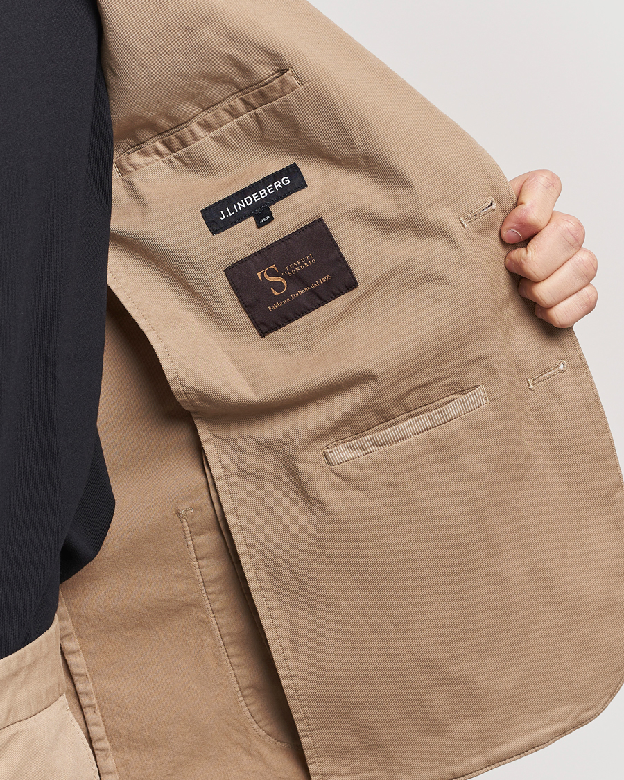 Heren | Blazers | J.Lindeberg | Elton Garment Dyed Cotton Blazer Batique Khaki