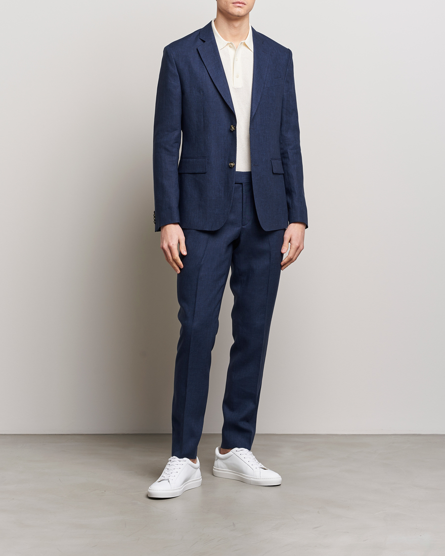 Heren | Broeken | J.Lindeberg | Grant Super Linen Trousers Navy