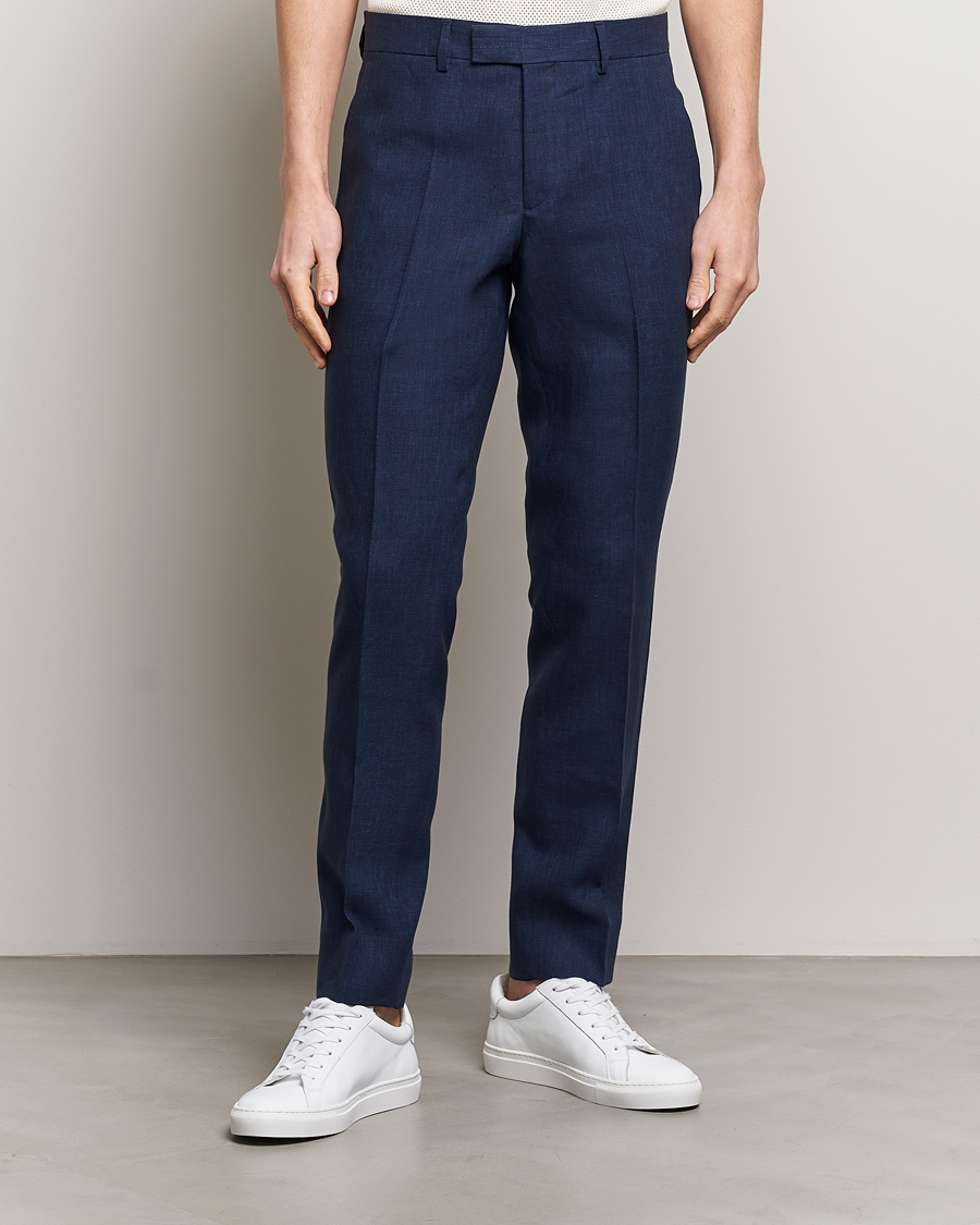 Heren | Broeken | J.Lindeberg | Grant Super Linen Trousers Navy
