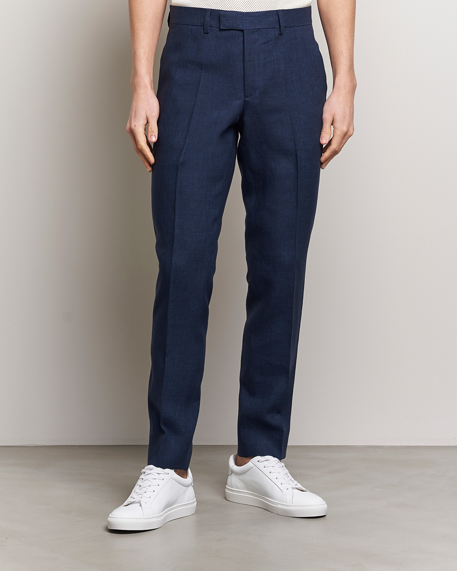 Heren | J.Lindeberg | J.Lindeberg | Grant Super Linen Trousers Navy