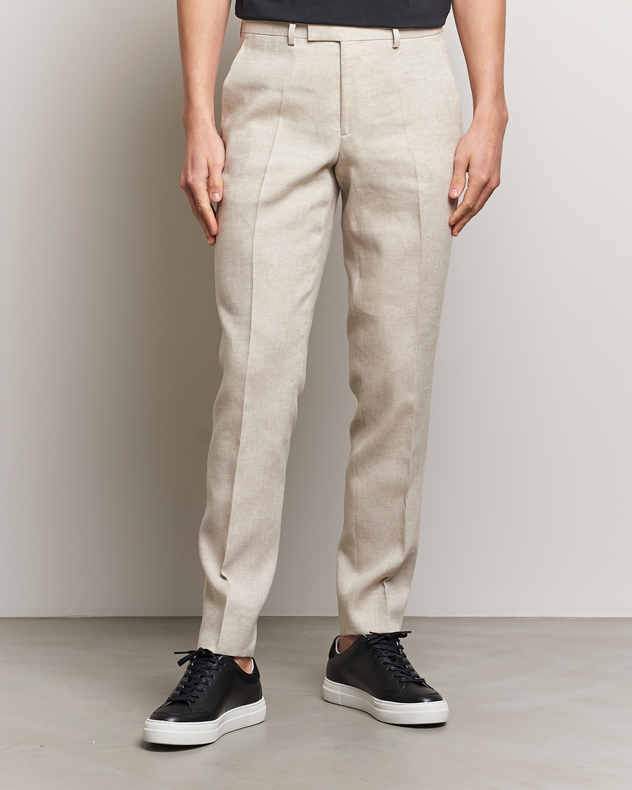 Heren | J.Lindeberg | J.Lindeberg | Grant Super Linen Trousers Moonbeam