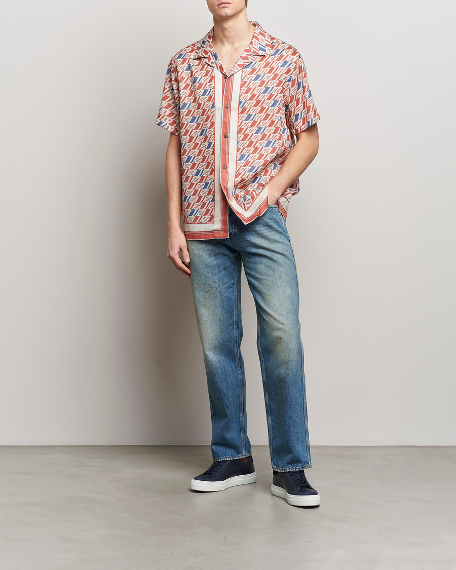 Heren | Overhemden | J.Lindeberg | Elio Tencel Moto Print Short Sleeve Shirt Multi
