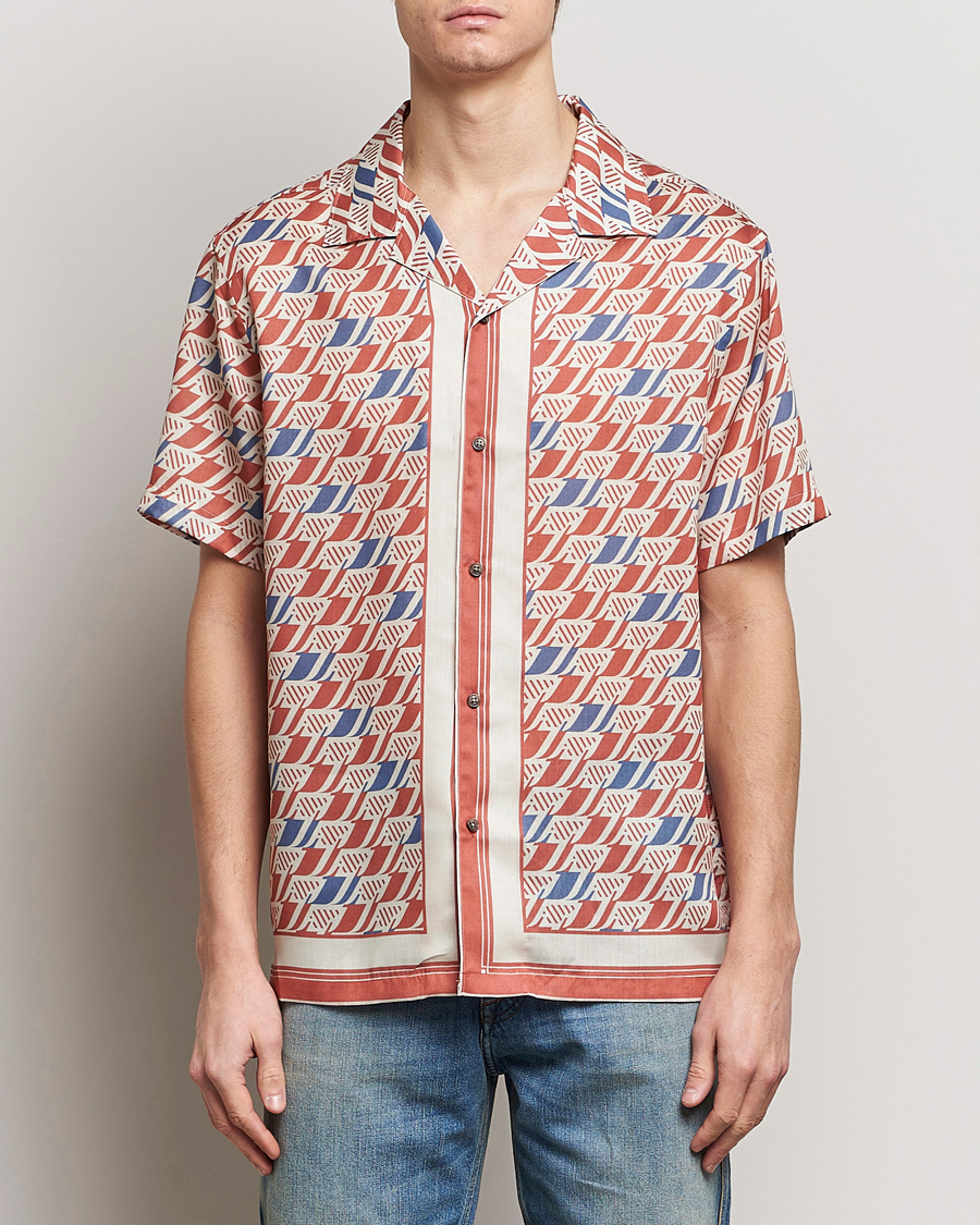Heren | Overhemden | J.Lindeberg | Elio Tencel Moto Print Short Sleeve Shirt Multi